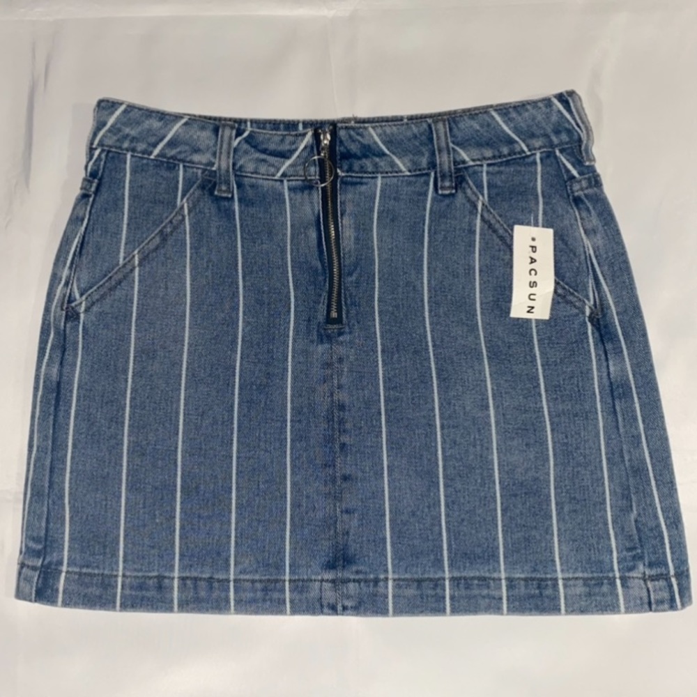 NWT Pacsun Window Pane Zippered Denim Mini Skirt